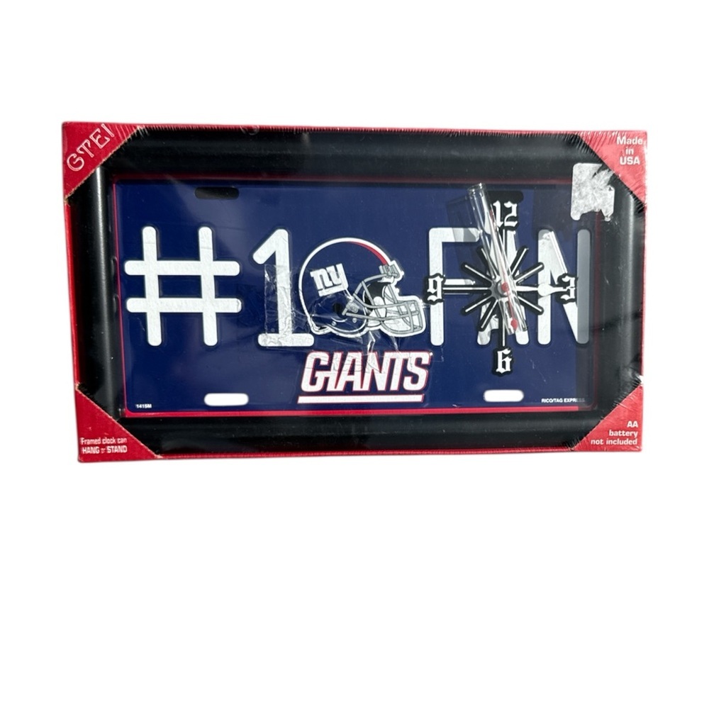 NEW! New York Giants License Plate Quartz Clock